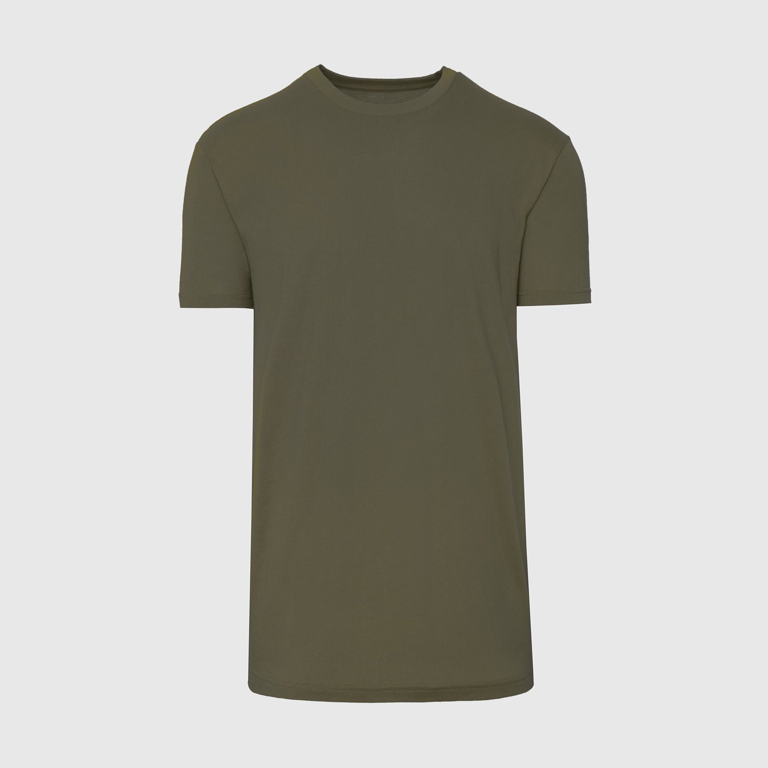 Military Green Tall Straight Hem Crew Neck T-Shirt