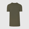 T-shirt à col ras du cou ourlet droit vert militaire, grande taille