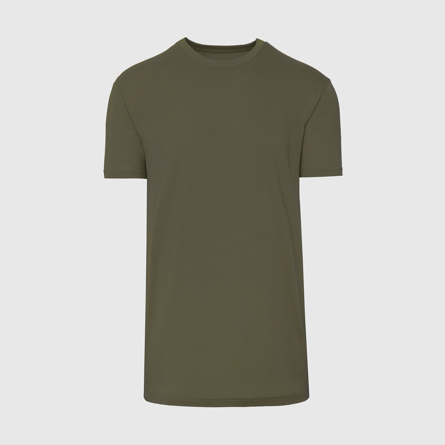 T-shirt à col ras du cou ourlet droit vert militaire, grande taille