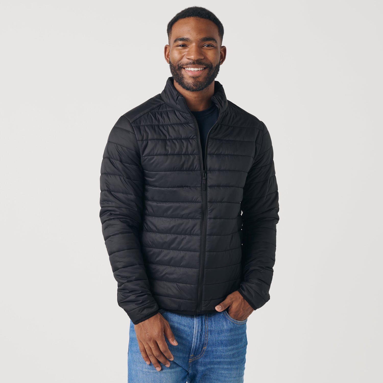 Topman cropped quilted puffer jacket in black | ASOS