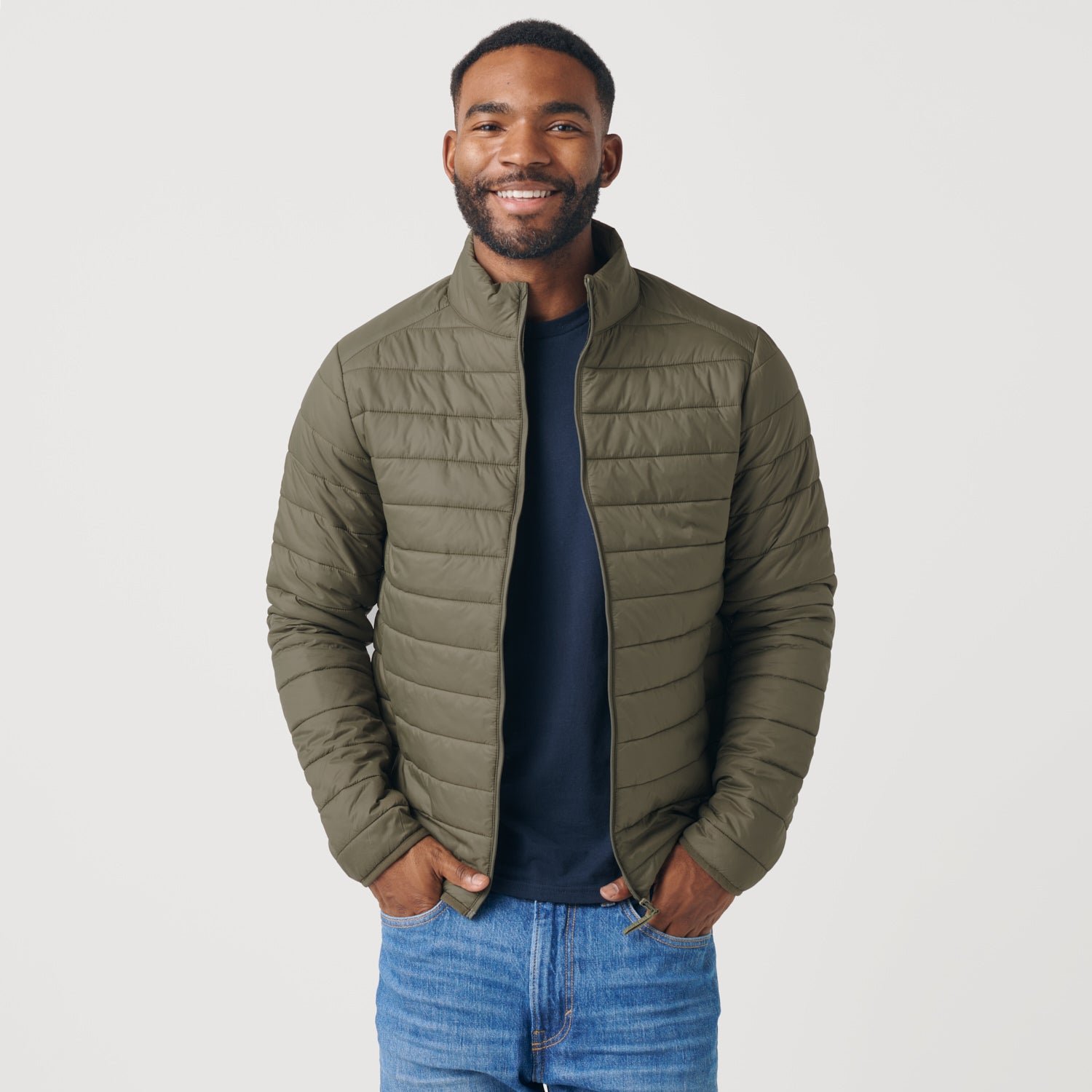 Military Green Quilted Puffer Jacket