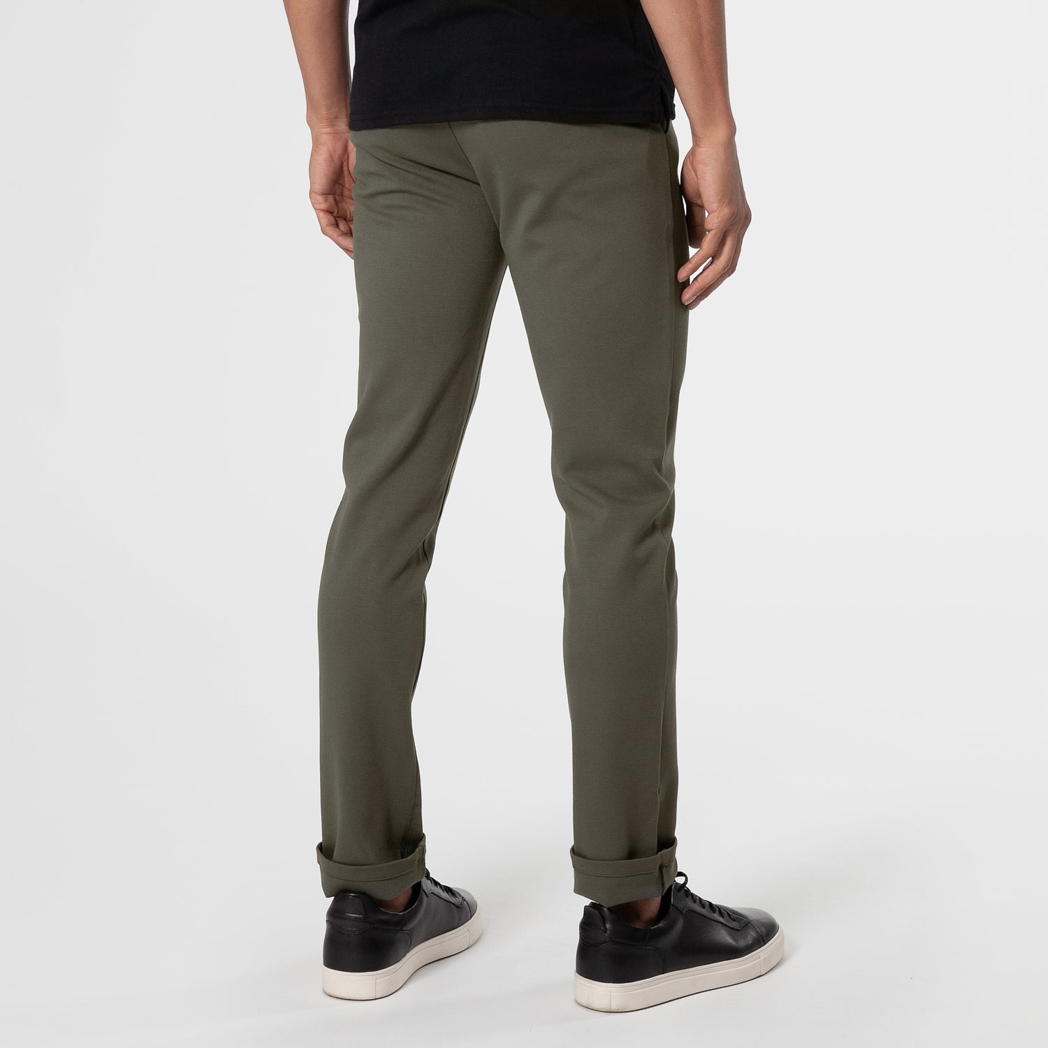 Military Green Cotton Narrow Pants
