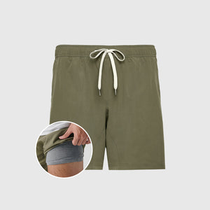 True ClassicMilitary Green Active Quick Dry Short with Liner