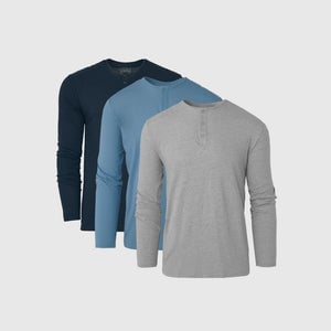 True ClassicBlues Long Sleeve Henley 3-Pack