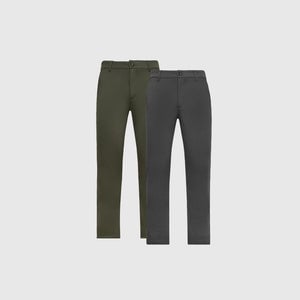 True ClassicMilitary Green and Carbon Chino Pants 2-Pack