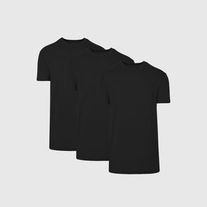 True ClassicAll Black Tall Straight Hem Crew Neck T-Shirt 3-Pack