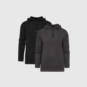 Dark Tones Waffle Hoodie 2-Pack featuring charcoal and black hoodies.