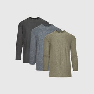 True ClassicHeather Color Active Long Sleeve Crew 3-Pack