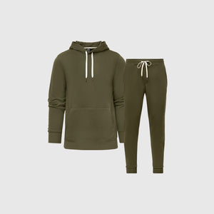 True ClassicMilitary Green Fleece Pullover Hoodie and Jogger Set