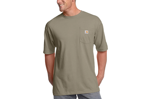 Man wearing pocket crew neck t-shirt