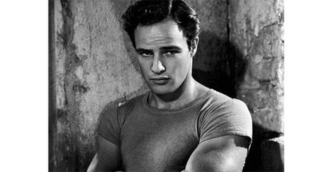 Black and White Photo of Marlon Brando wearing a t-shirt
