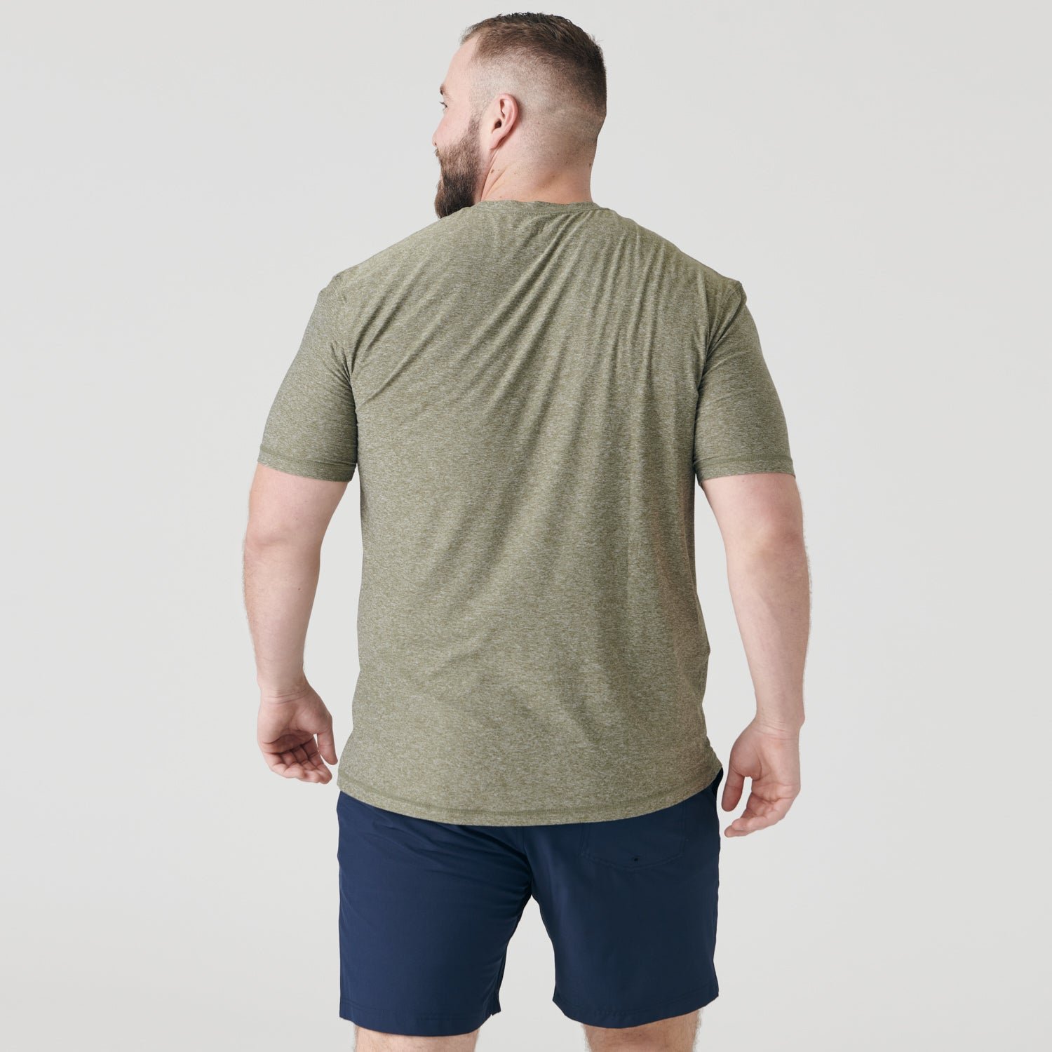 Heather Military Green Active Crew Neck T-Shirt