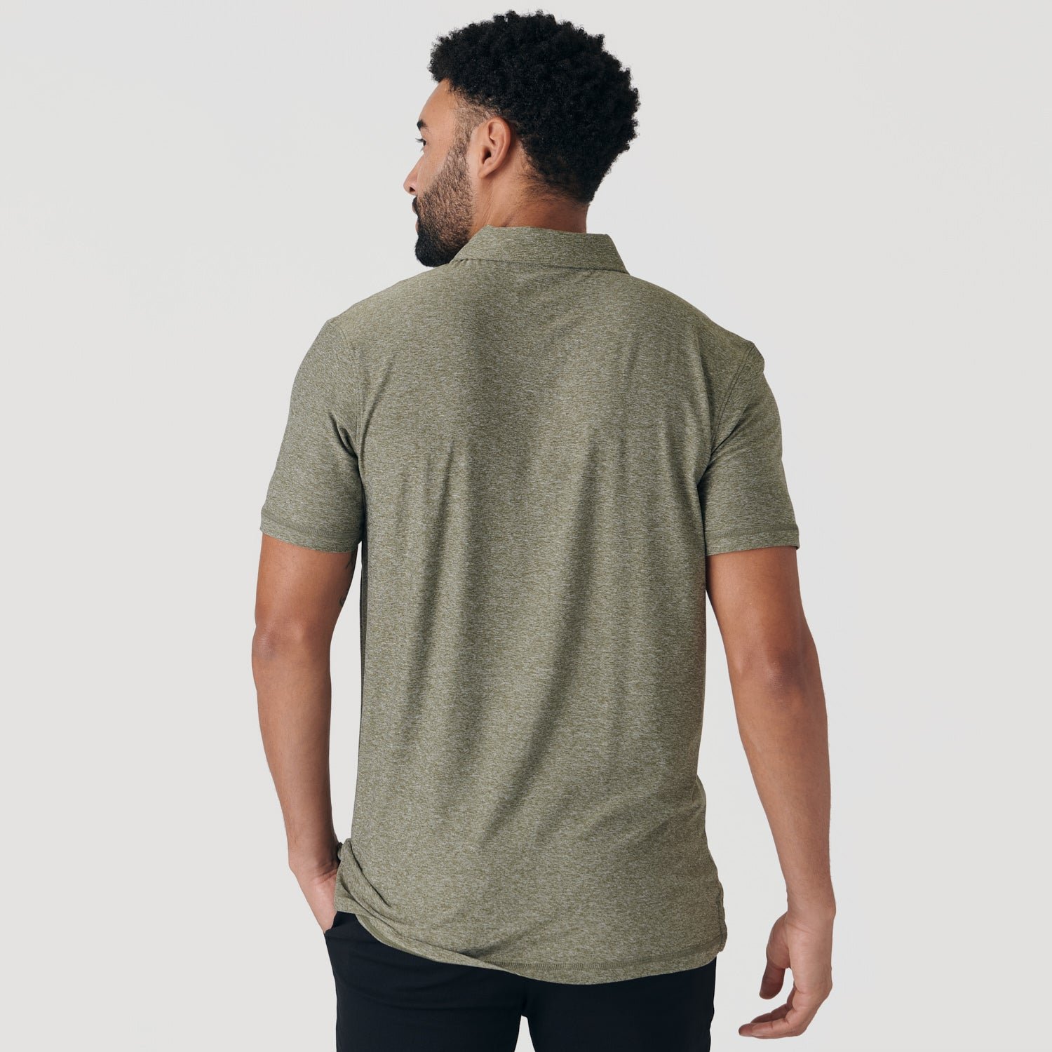 Heather Military Green Active Polo