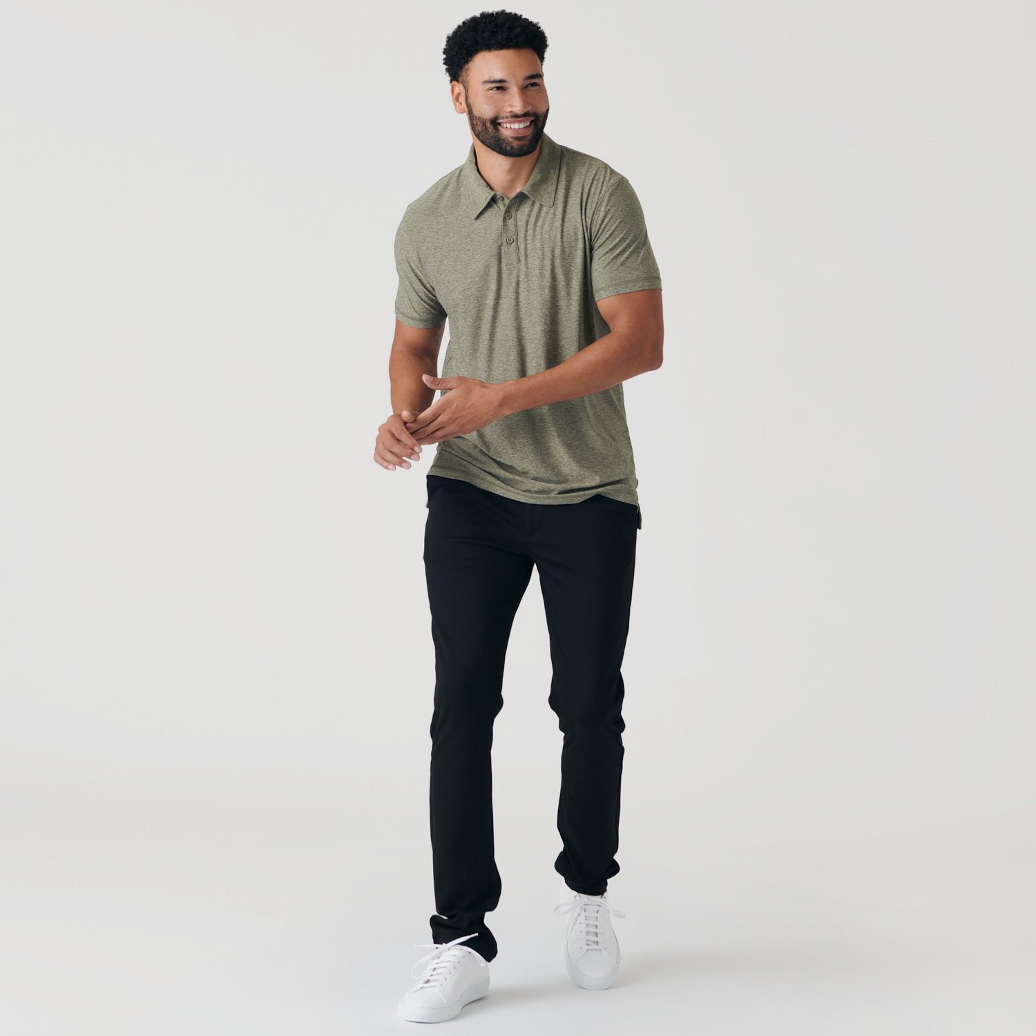 Heather Military Green Active Polo