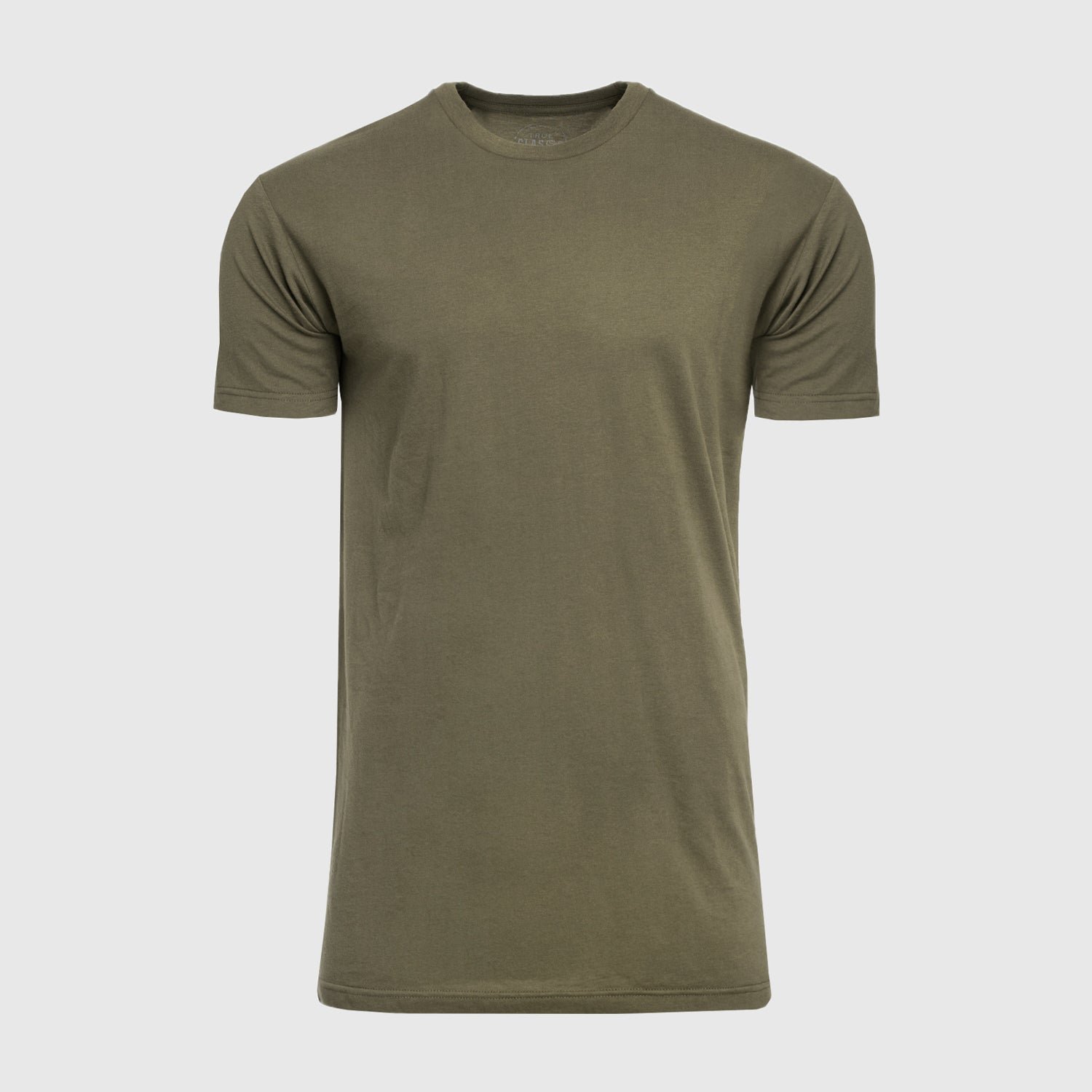 Military Green Tall Round Hem Crew Neck T-Shirt