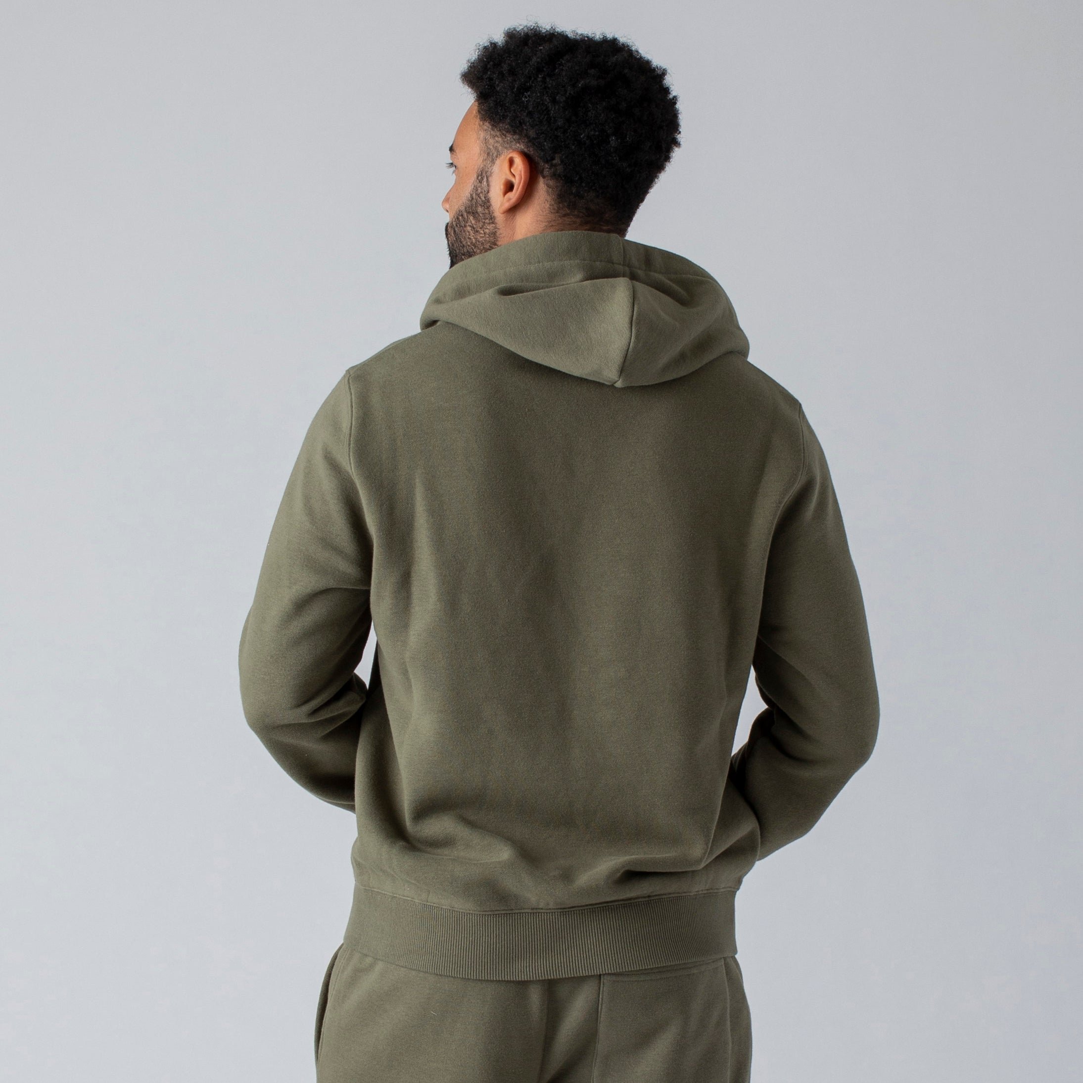 Military Green Fleece Pullover Hoodie and Jogger Set